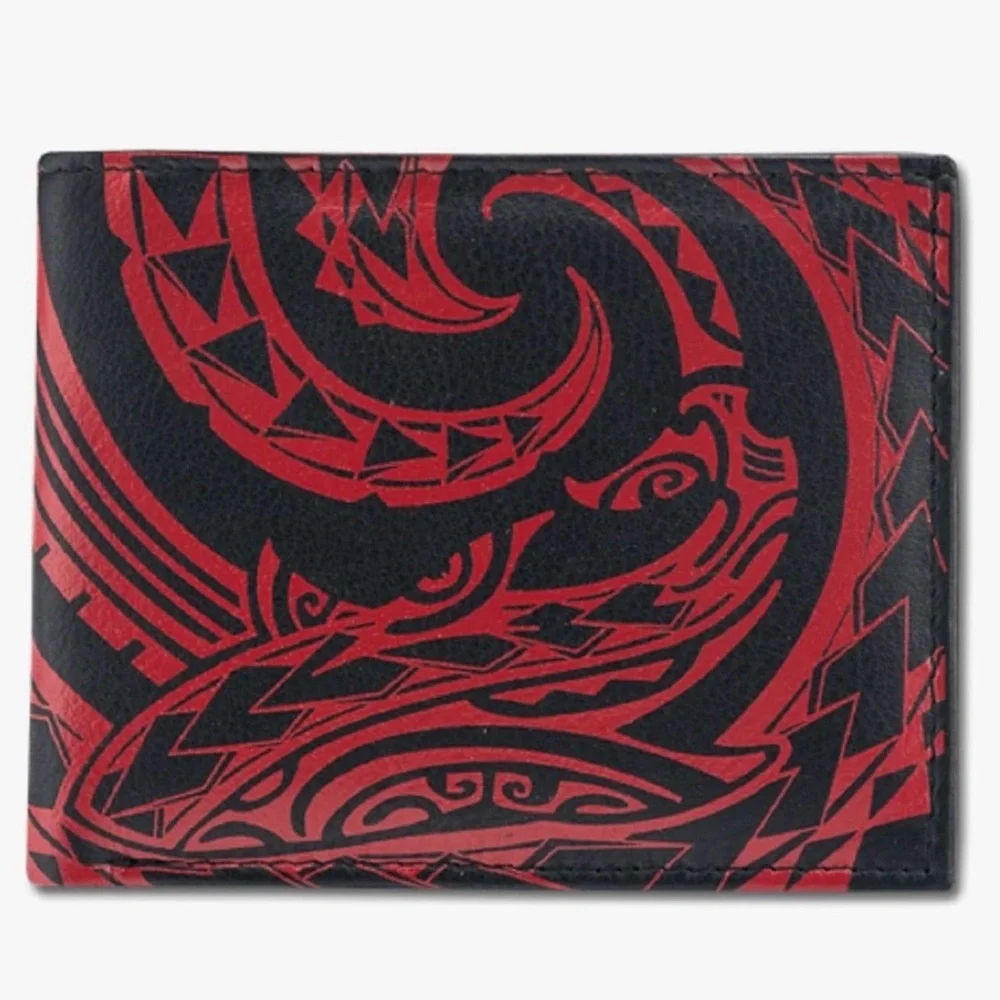 NIB NA KOA Polynesian Tattoo Bifold Wallet for Men Genuine Leather